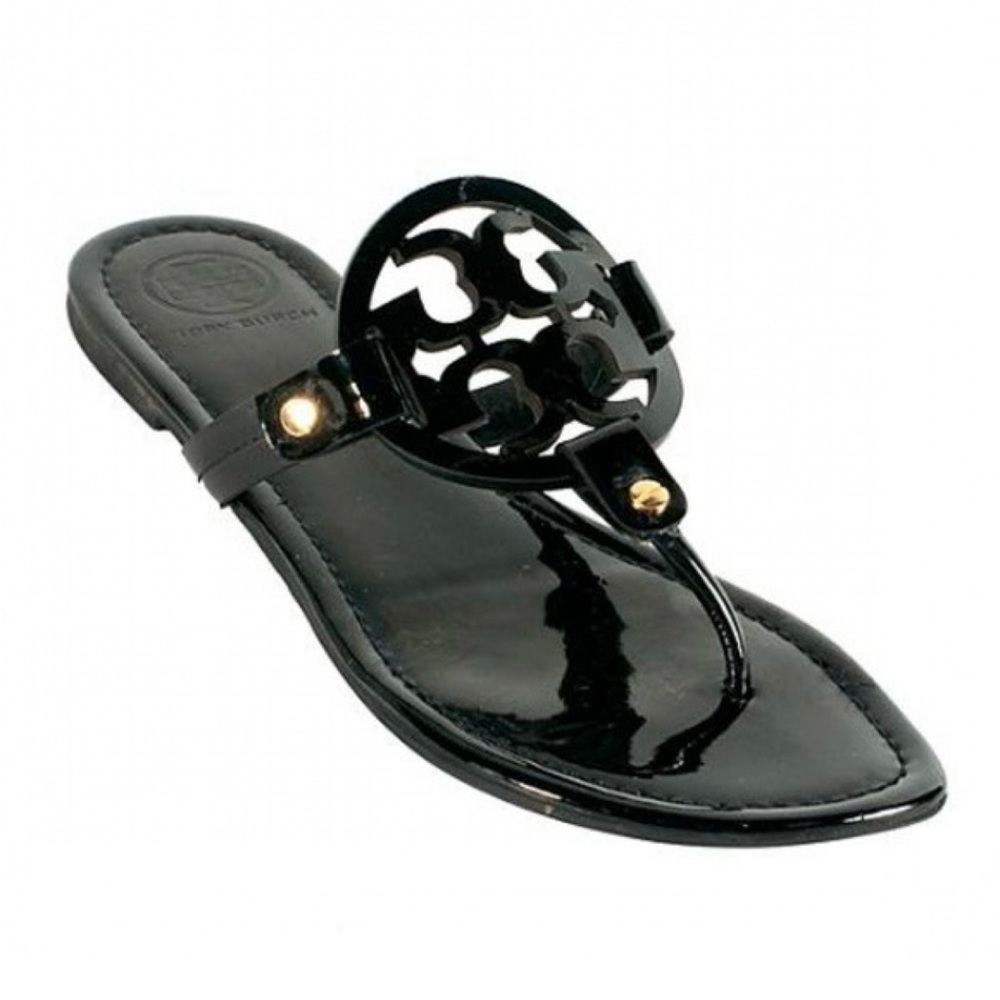 Tory Burch Patent Leather Sandals - Black
